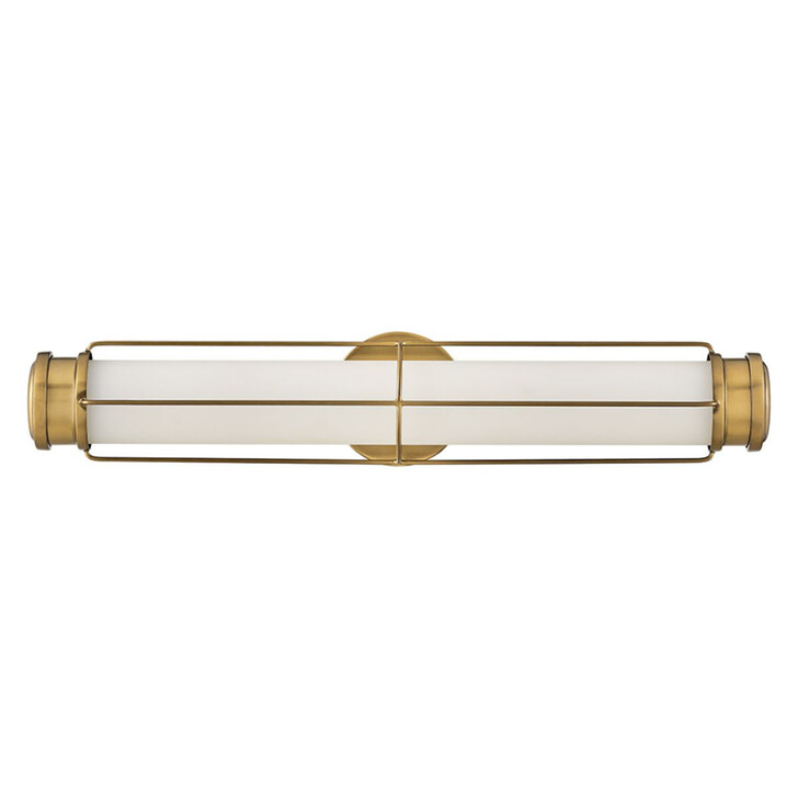 Hinkley Saylor Medium Heritage Brass Finish Bathroom Dimmable Led Wall Light Complete With Etched Opal Glass - IP44 - 3000K