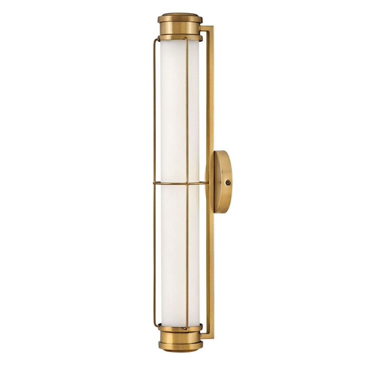 Hinkley Saylor Medium Heritage Brass Finish Bathroom Dimmable Led Wall Light Complete With Etched Opal Glass - IP44 - 3000K