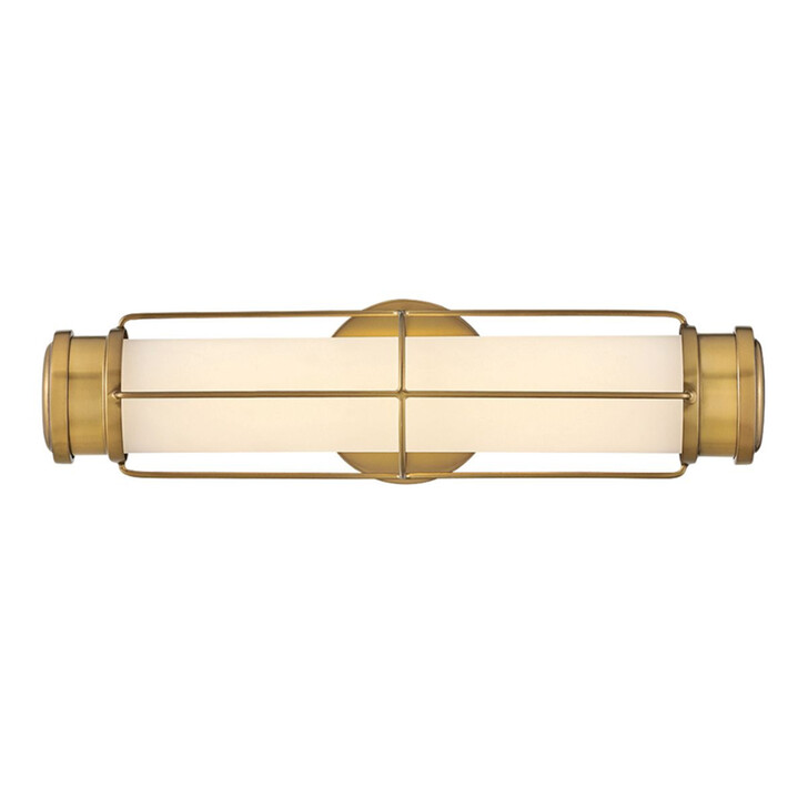 Hinkley Saylor Small Heritage Brass Finish Bathroom Dimmable Led Wall Light Complete With Etched Opal Glass - IP44 - 3000K
