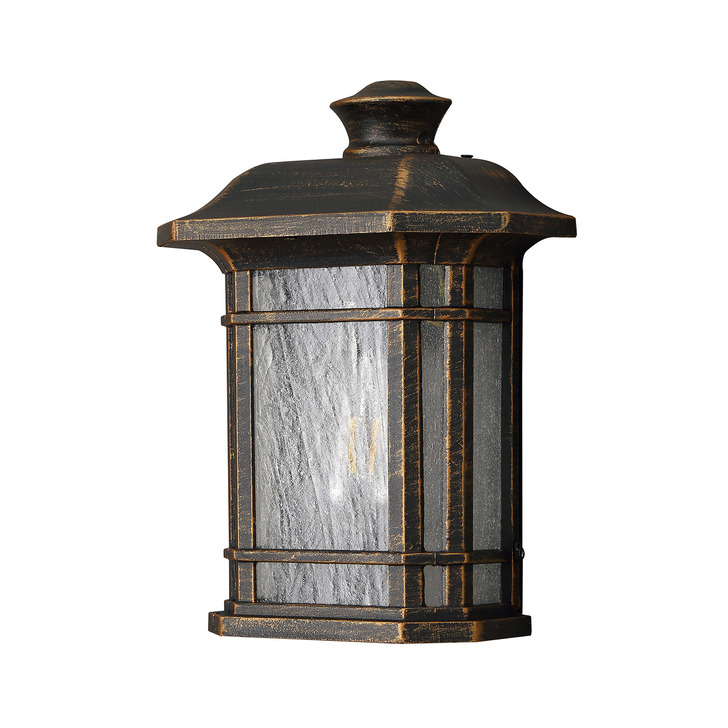 Idolite Aconcagua Brushed Bronze Flush Exterior Wall Light Complete With Clear Seeded Glass - IP54