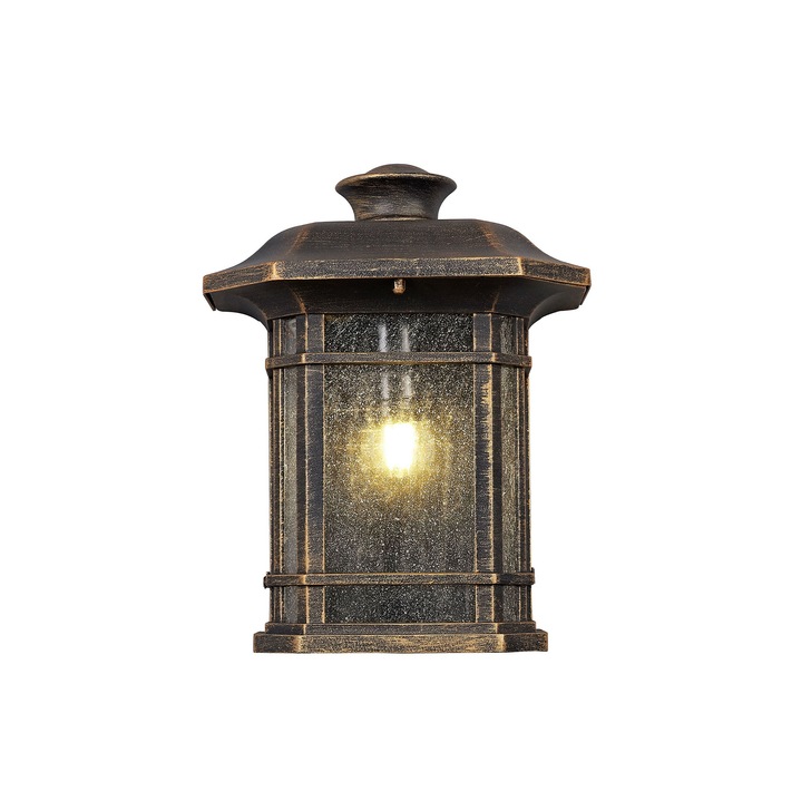 Idolite Aconcagua Brushed Bronze Flush Exterior Wall Light Complete With Clear Seeded Glass - IP54