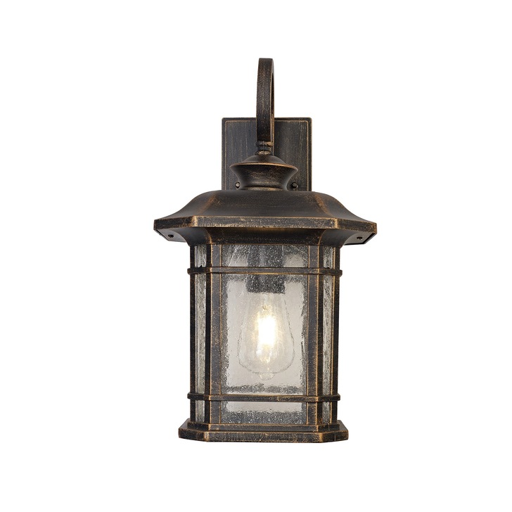 Idolite Aconcagua Brushed Bronze Large Exterior Wall Light Complete With Clear Seeded Glass - IP54