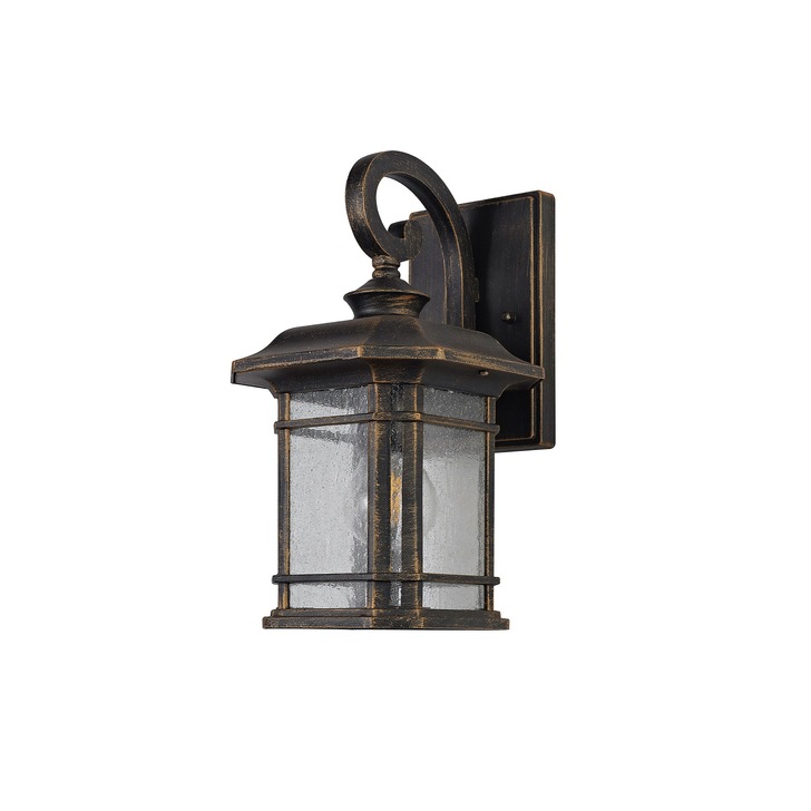 Idolite Aconcagua Brushed Bronze Small Exterior Wall Light Complete With Clear Seeded Glass - IP54