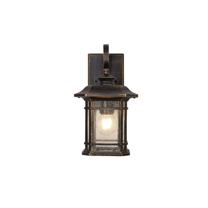 Idolite Aconcagua Brushed Bronze Small Exterior Wall Light Complete With Clear Seeded Glass - IP54