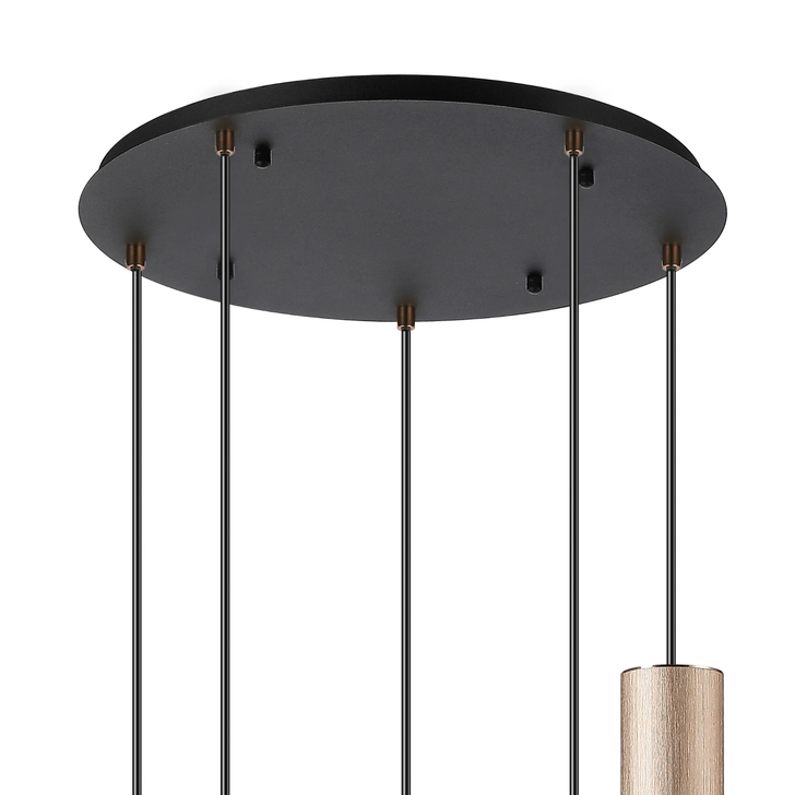 Idolite Adele 50cm Round Pendant (FRAME ONLY), 5 x E27, Titanium Gold/Satin Black