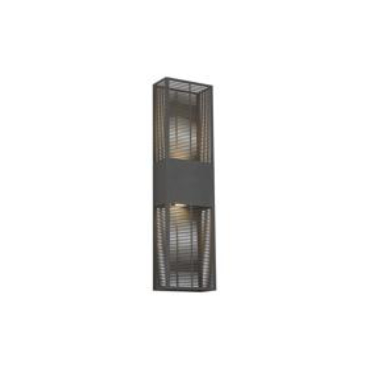 Idolite Aiken Up/Down Wall Lamp, 2 x 10W LED, 3000K, 1500lm, IP54, Anthracite With 600mm Lined Grate Pattern Shade (A)