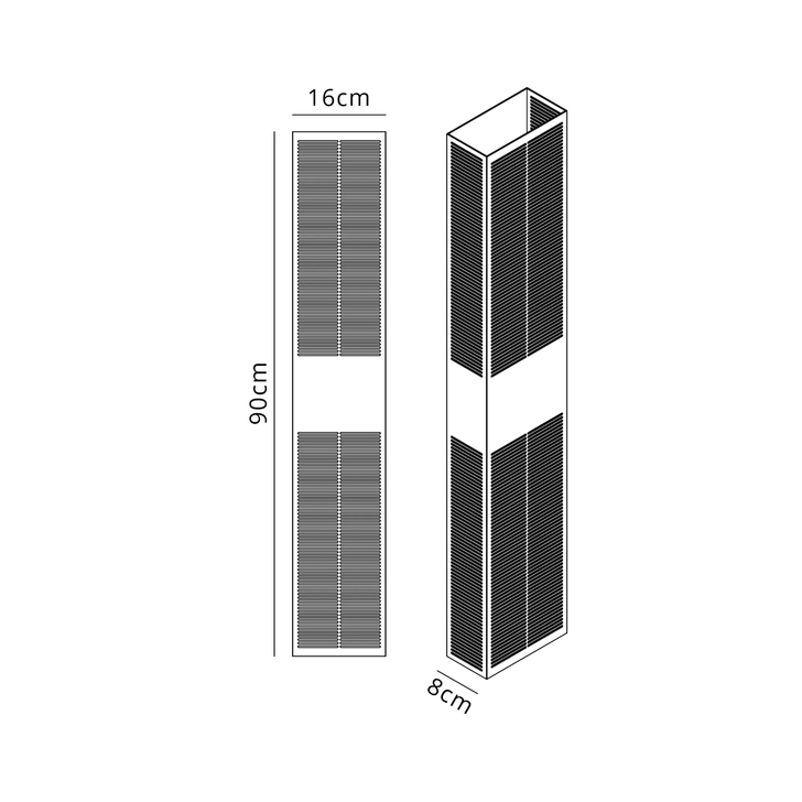 Idolite Aiken Up/Down Wall Lamp, 2 x 10W LED, 3000K, 1500lm, IP54, Cacao With 900mm Lined Grate Pattern Shade (A)