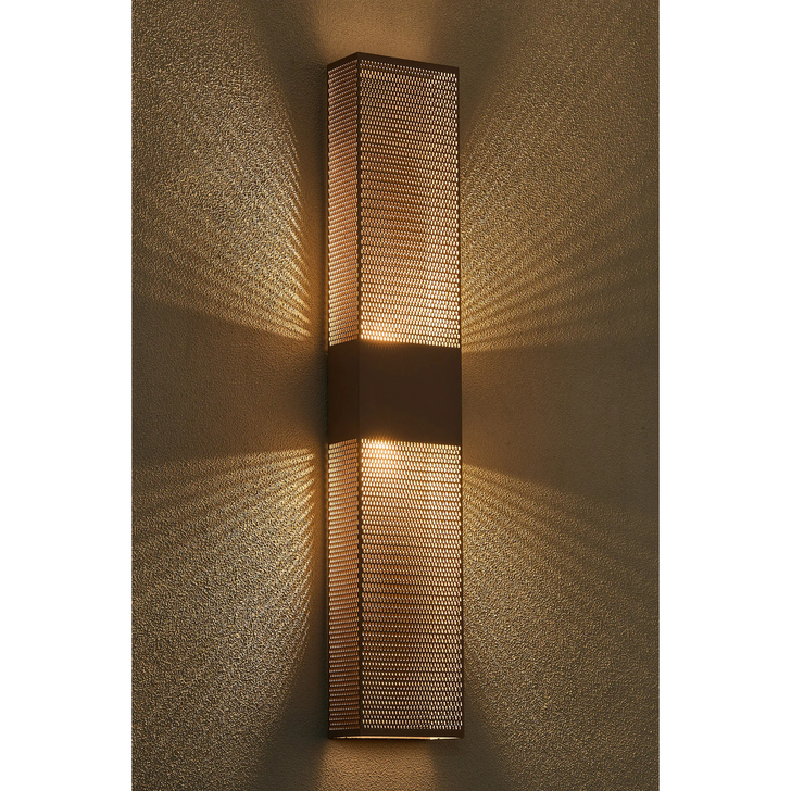 Idolite Aiken Up/Down Wall Lamp, 2 x 10W LED, 3000K, 1500lm, IP54, Cacao With 900mm Mesh Oval Pattern Shade (B)
