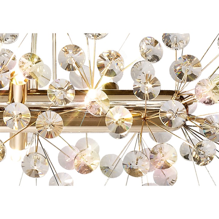 Idolite Alborz French Gold 10 Light Crystal Linear Bar Pendant