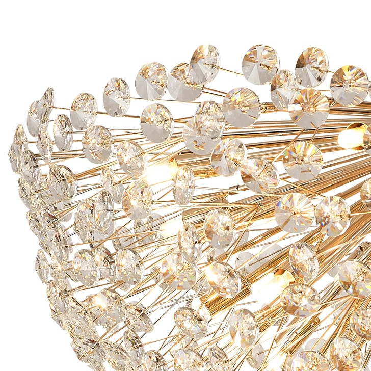 Idolite Alborz French Gold 21 Light Extra Large Flush Crystal Ceiling Light