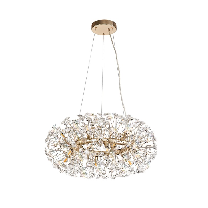 Idolite Alborz French Gold Finish 12 Light Crystal Pendant