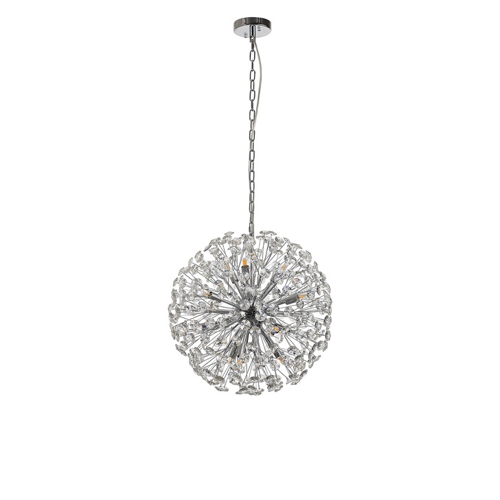 Idolite Alborz Polished Chrome 12 Light Crystal Sphere Pendant