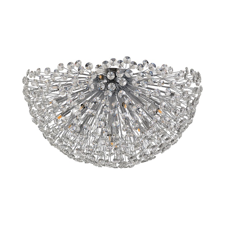 Idolite Alborz Polished Chrome 21 Light Extra Large Flush Crystal Ceiling Light