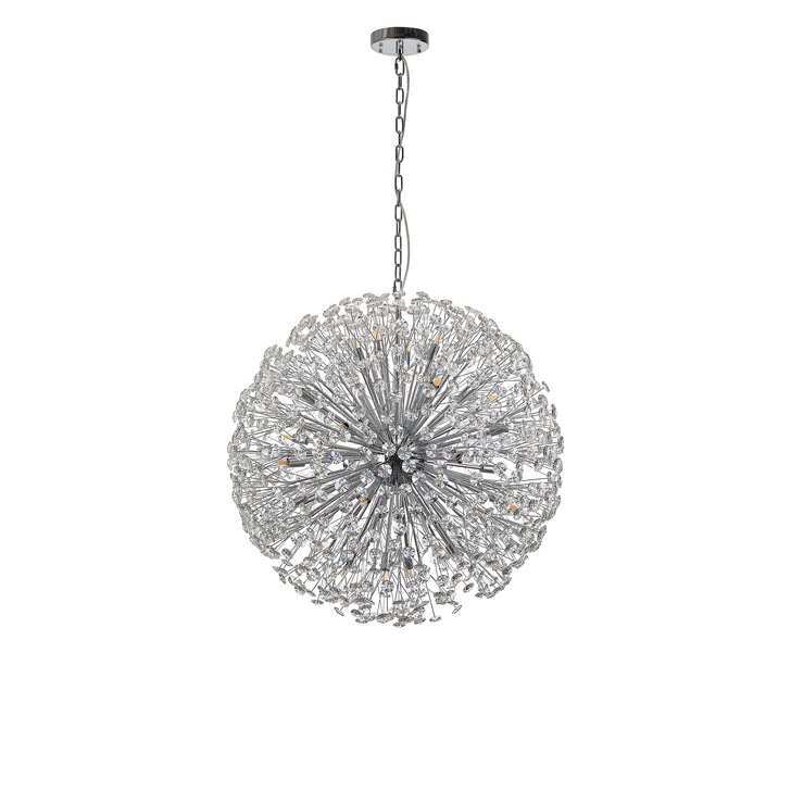 Idolite Alborz Polished Chrome 24 Light Crystal Sphere Pendant