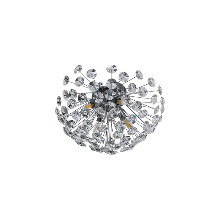 Idolite Alborz Polished Chrome 4 Light Flush Crystal Ceiling Light