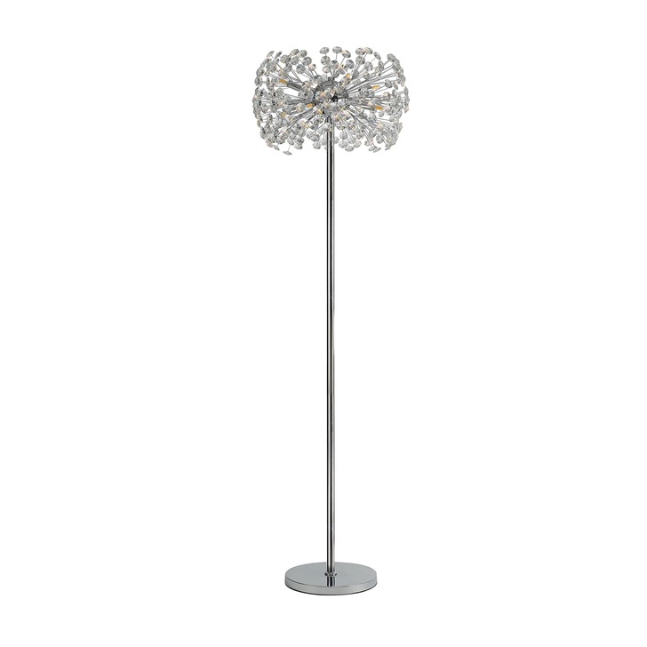 Idolite Alborz Polished Chrome 8 Light Crystal Floor Lamp