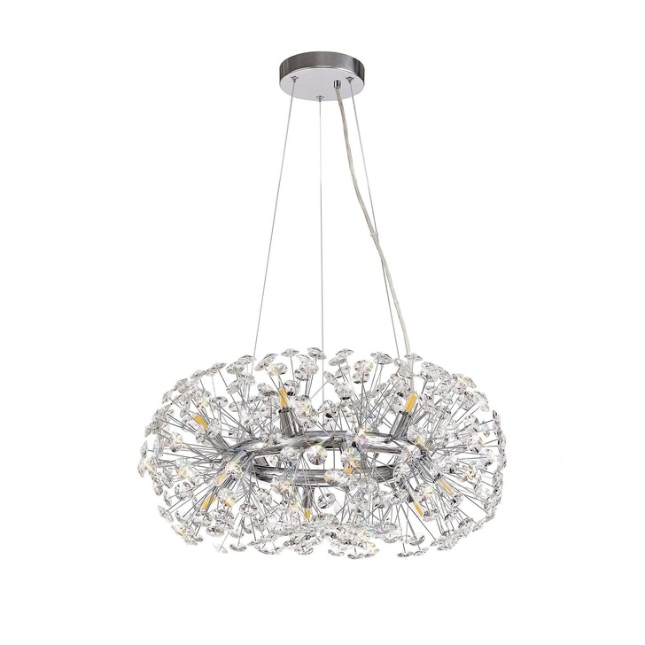 Idolite Alborz Polished Chrome Finish 12 Light Crystal Pendant