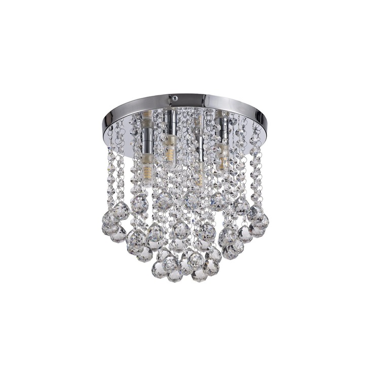 Idolite Aldgate Polished Chrome/Crystal Flush Bathroom Ceiling Light