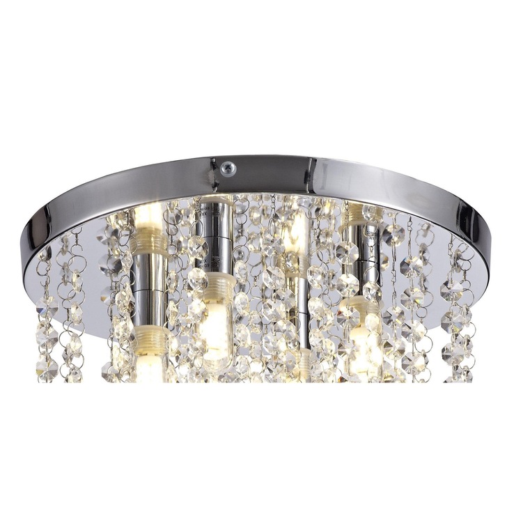 Idolite Aldgate Polished Chrome/Crystal Flush Bathroom Ceiling Light