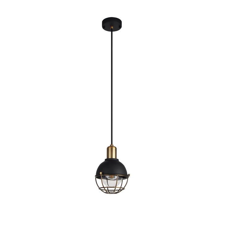 Idolite Ararat Matt Black/Brushed Bronze Industrial Exterior Single Pendant - IP65