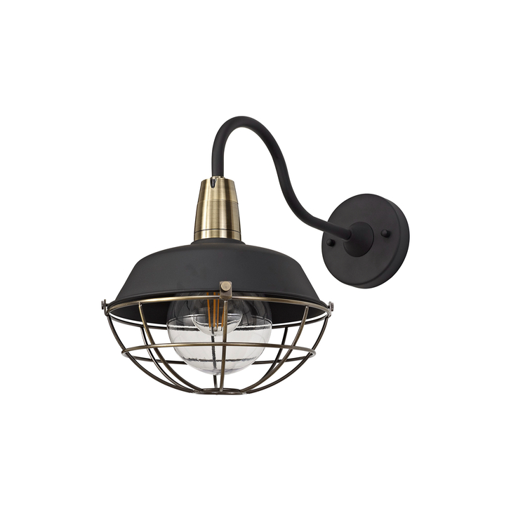 Idolite Ararat Matt Black/Brushed Bronze Large Industrial Wall Light