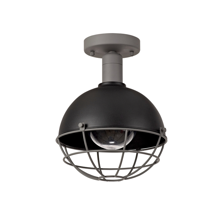 Idolite Ararat Matt Black/Grey Industrial Flush Ceiling Light