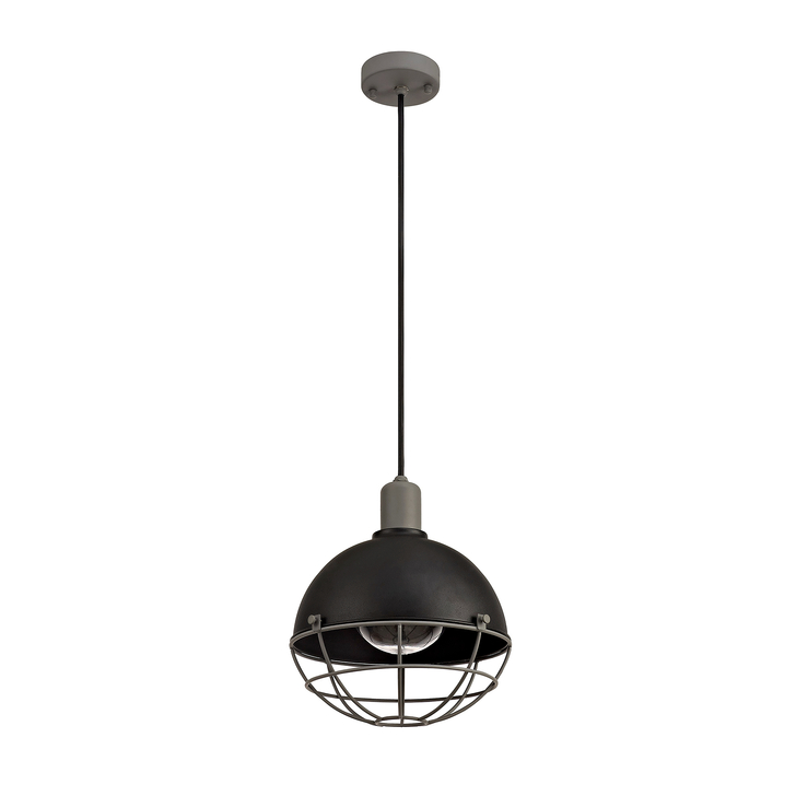 Idolite Ararat Matt Black/Grey Industrial Large Single Pendant