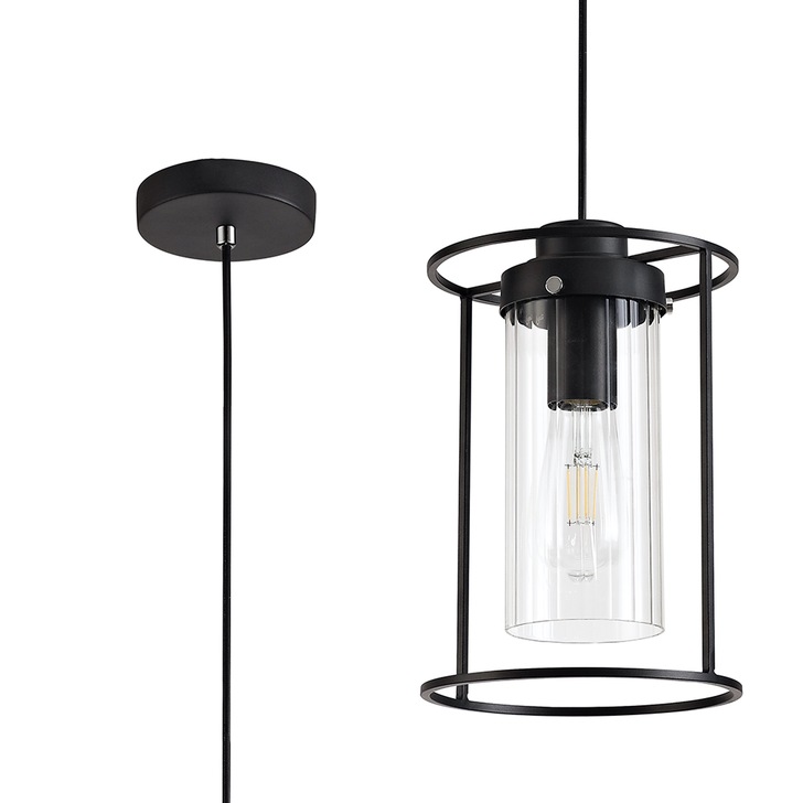 Idolite Aravalli Black Finish Single Pendant Complete With Clear Glass