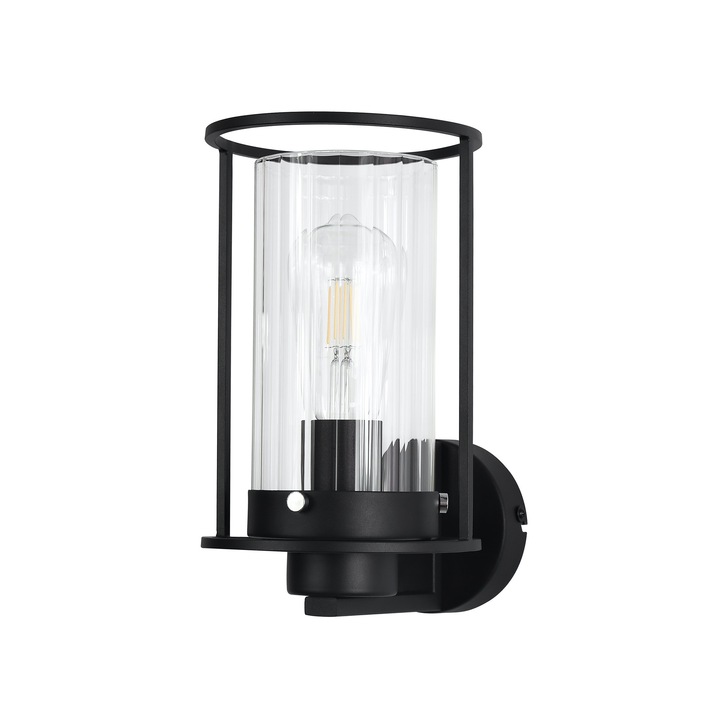 Idolite Aravalli Black Finish Single Wall Light Complete With Clear Glass