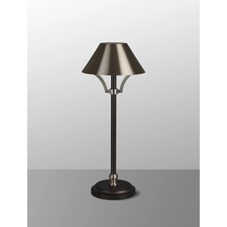 Idolite Arblaster Rechargeable Battery Operated Table Lamp 1.8W LED 3-Step Dimming: Dark Grey/Bronze/Satin Nickel