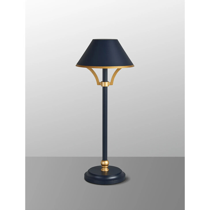 Idolite Arblaster Rechargeable Battery Operated Table Lamp 1.8W LED 3-Step Dimming: Navy Blue/Gold