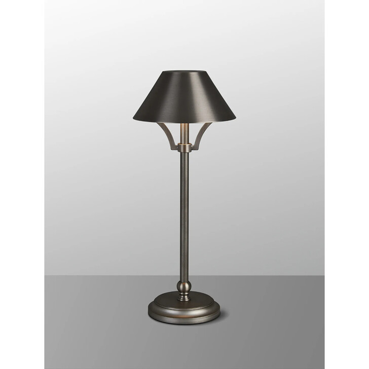 Idolite Arblaster Rechargeable Battery Operated Table Lamp 1.8W LED 3-Step Dimming: Pewter/Antique Silver