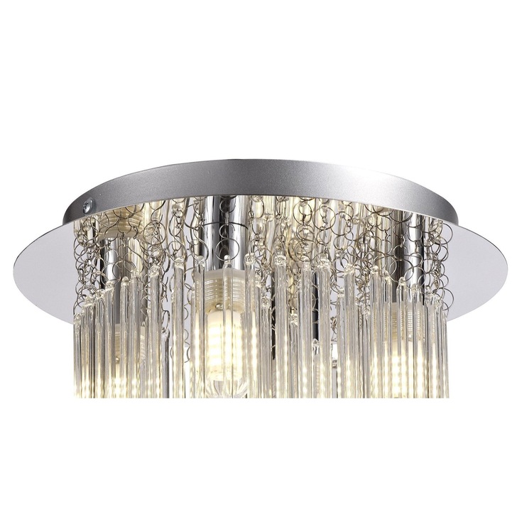 Idolite Archway Large Polished Chrome/Clear Glass Flush Bathroom Ceiling Light