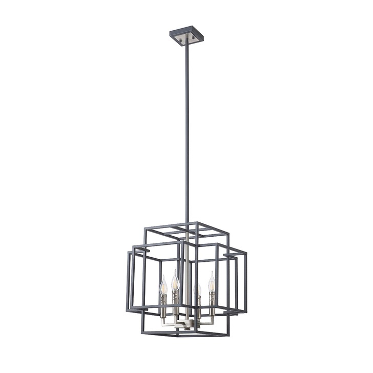 Idolite Arya Anthracite & Satin Nickel 4 Light Pendant