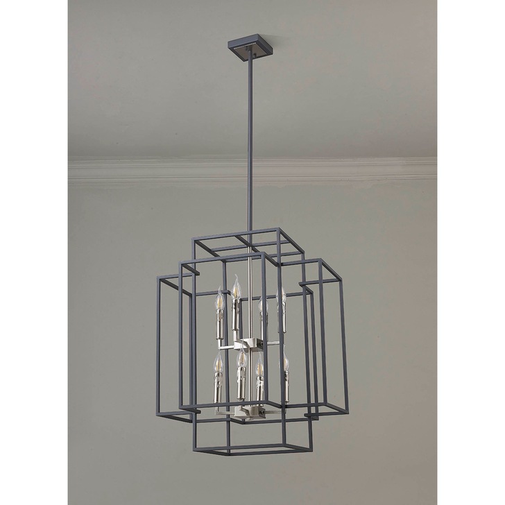 Idolite Arya Anthracite & Satin Nickel 8 Light 2 Tier Pendant