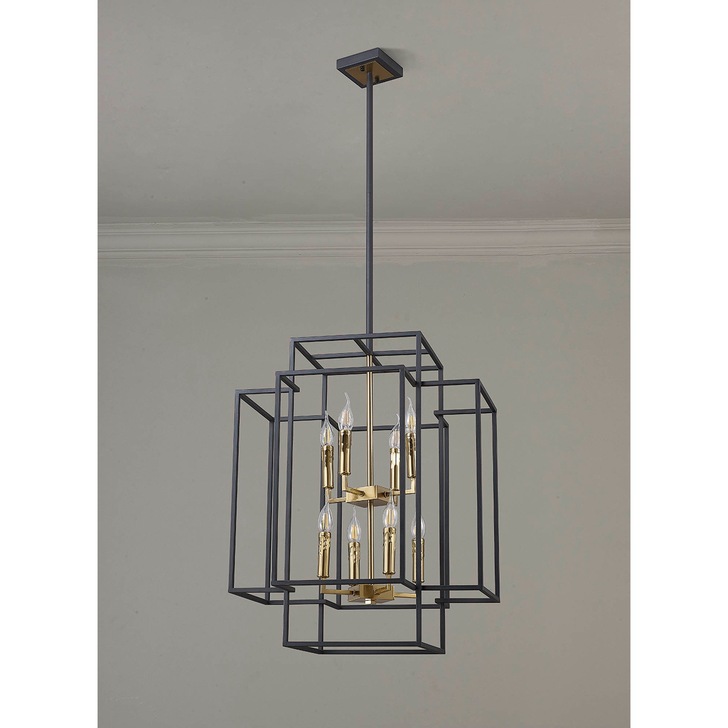 Idolite Arya Black & Gold 8 Light 2 Tier Pendant