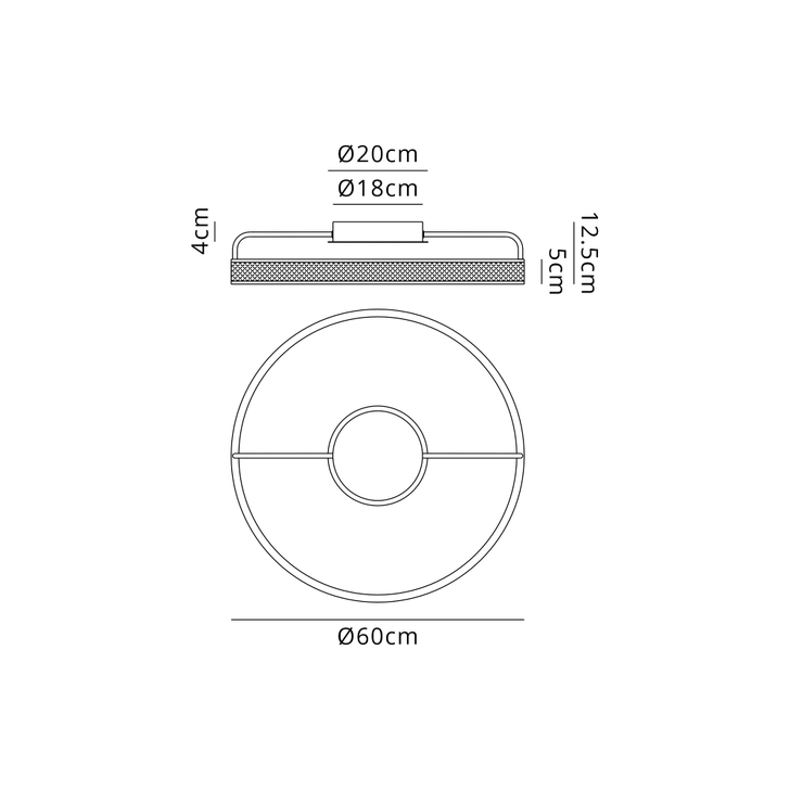Idolite Aster 60cm Black Faux Leather/Brushed Gold Round Flush Led Light With Remote Control - Tuneable White 3000-6000K