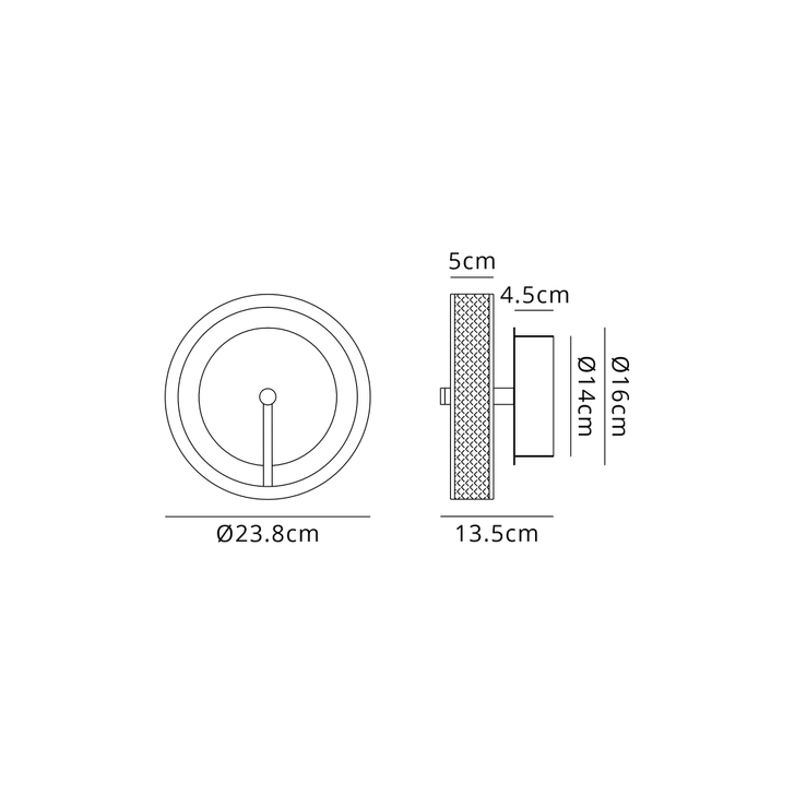 Idolite Aster Black Faux Leather/Brushed Gold Round Led Wall Light With Remote Control - Tuneable White 3000-6000K