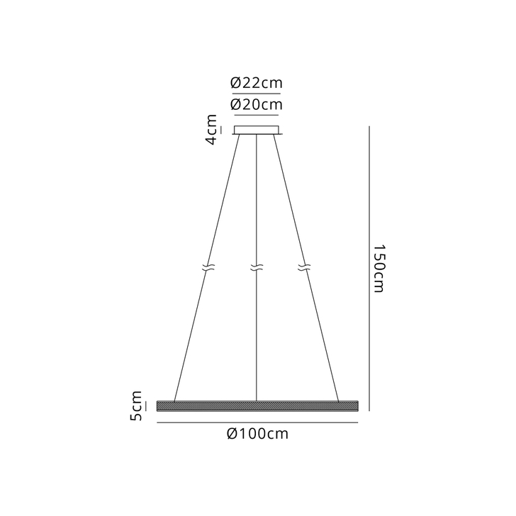 Idolite Aster Extra Large 100cm Black Faux Leather/Brushed Antique Silver Round Led Pendant Light With Remote Control - Tuneable White 3000-6000K