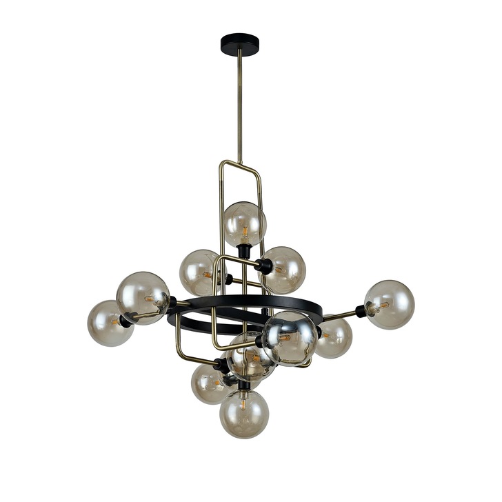 Idolite Atlas Matt Black/Antique Brass Finish 12 Light Pendant