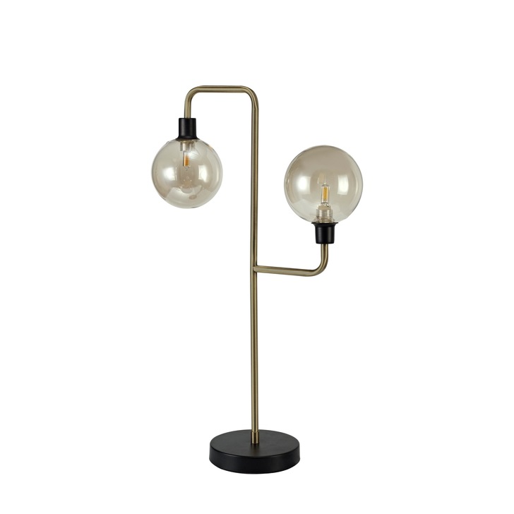 Idolite Atlas Matt Black/Antique Brass Finish 2 Light Table Lamp