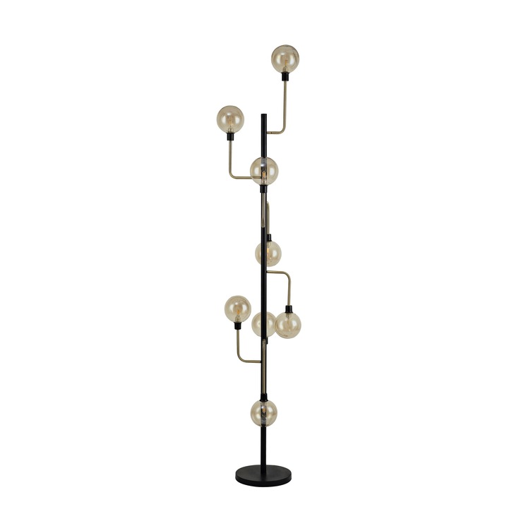 Idolite Atlas Matt Black/Antique Brass Finish 8 Light Floor Lamp