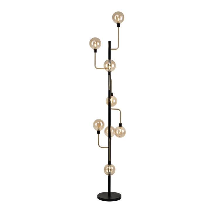 Idolite Atlas Matt Black/Antique Brass Finish 8 Light Floor Lamp