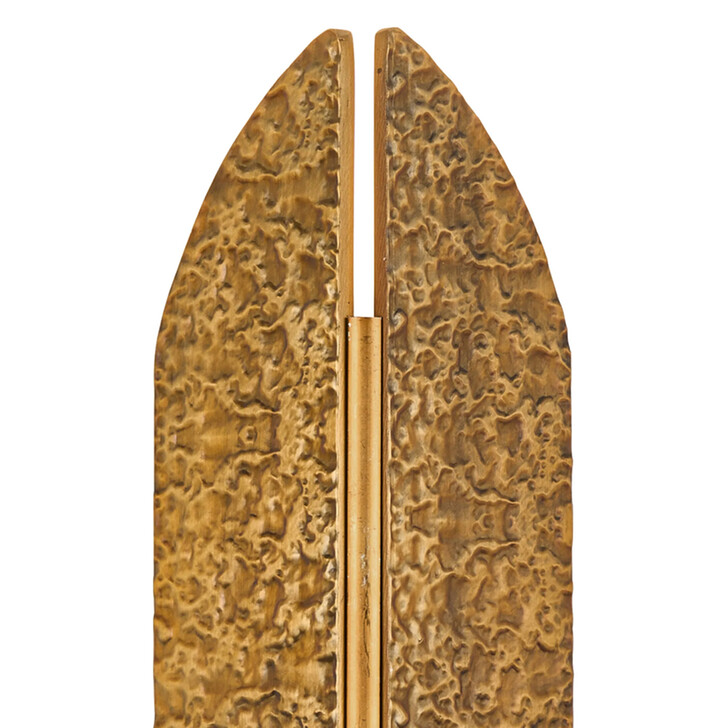 Idolite Azario Modern Organic Luxe Hammered Antique Brass Up/Down Wall Lamp 360mm Curved - IP54