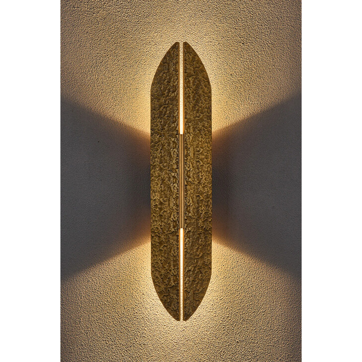 Idolite Azario Modern Organic Luxe Hammered Antique Brass Up/Down Wall Lamp 560mm Curved - IP54