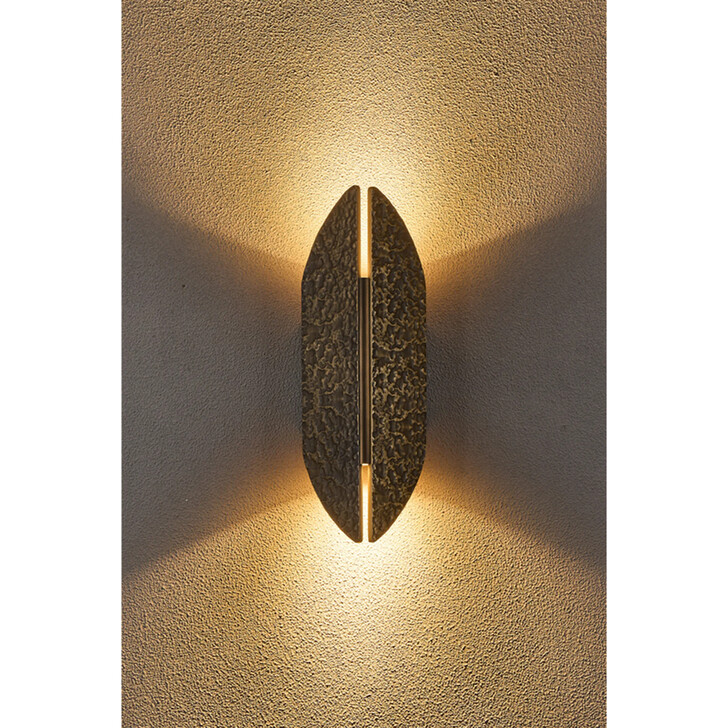 Idolite Azario Modern Organic Luxe Hammered Matt Bronze Up/Down Wall Lamp 360mm Curved - IP54