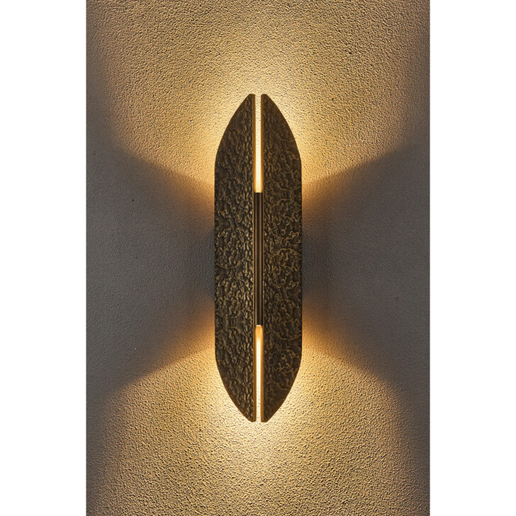 Idolite Azario Modern Organic Luxe Hammered Matt Bronze Up/Down Wall Lamp 460mm Curved - IP54