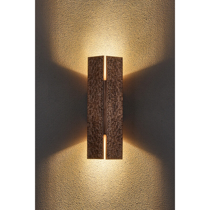 Idolite Azario Modern Organic Luxe Hammered Red Antique Copper Up/Down Wall Lamp 360mm Rectangular - IP54