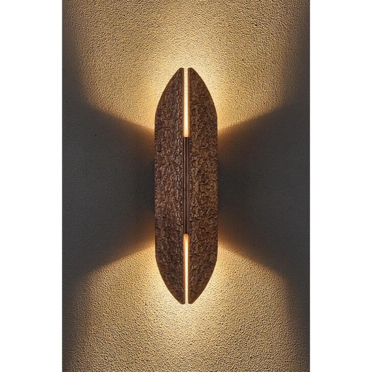 Idolite Azario Modern Organic Luxe Hammered Red Antique Copper Up/Down Wall Lamp 460mm Curved - IP54