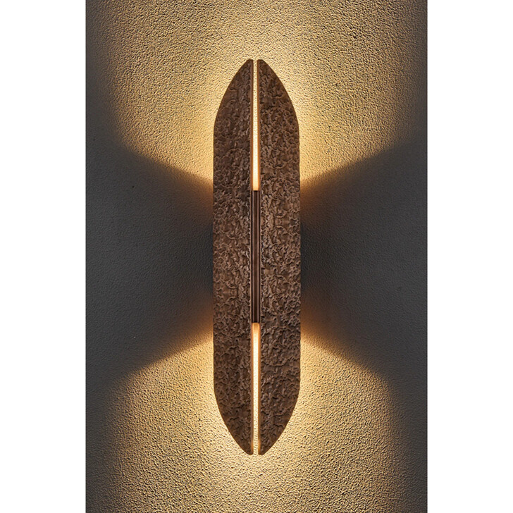 Idolite Azario Modern Organic Luxe Hammered Red Antique Copper Up/Down Wall Lamp 560mm Curved - IP54